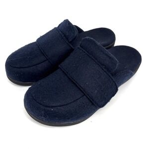 Vionic Gemma II Mules Womens 9 Navy Flannel Wool Slip On Slipper
